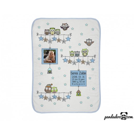 Csillagos baglyos babatakaró névvel, fényképpel (több színben)