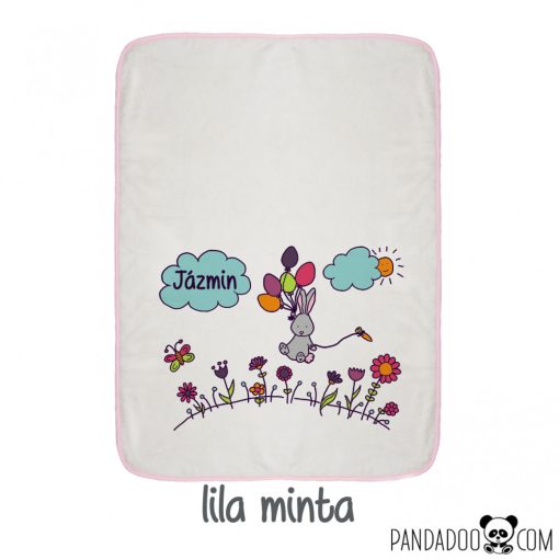 Nyuszi lufikkal babatakaró névvel