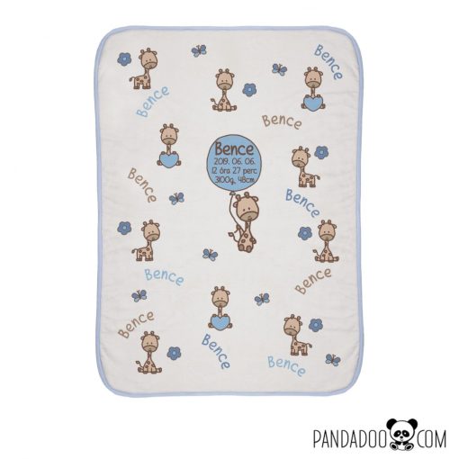 Zsiráfos babatakaró névvel, születési adatokkal (több színben)