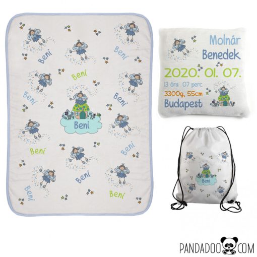 KIS CSOMAG tündéres mintával: babatakaró + párna+ tornazsák, több szín