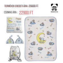 KÖZEPES CSOMAG báránykás mintával: babatakaró + párna + sapka +  tornazsák, több szín