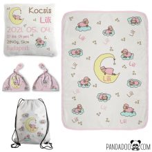 KÖZEPES CSOMAG báránykás mintával: babatakaró + párna + sapka +  tornazsák, több szín