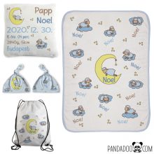 KÖZEPES CSOMAG báránykás mintával: babatakaró + párna + sapka +  tornazsák, több szín