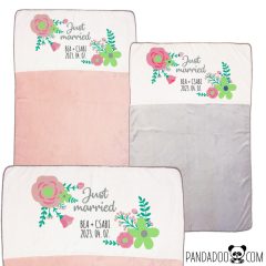   Esküvői ajándék takaró - just married, nevekkel, dátummal