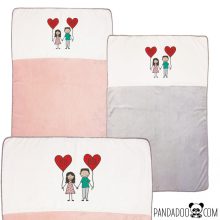 Szerelmespár szíves lufikkal neves takaró (több színben)