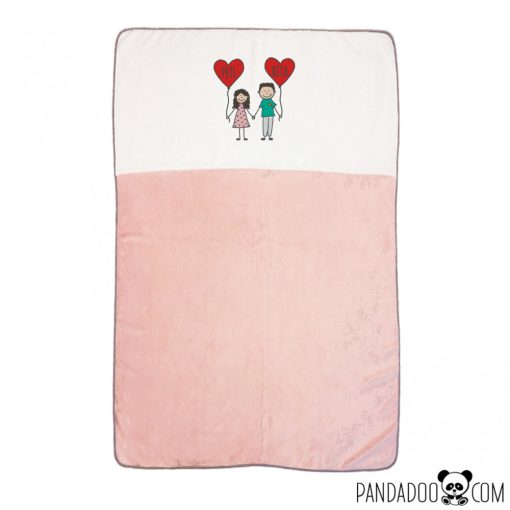 Szerelmespár szíves lufikkal neves takaró (több színben)