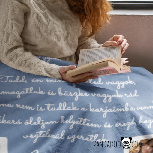 Levél takaró: ölelő üzenet fényképpel polár takarón, több színben