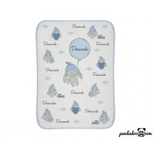 Horgolt babanyuszi neves sapkában és neves babatakaró szett 