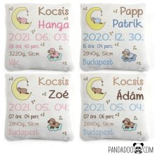 Báránykák párna névvel és születési adatokkal (több színben)