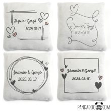 Esküvői ajándék párna - keret, nevekkel, dátummal
