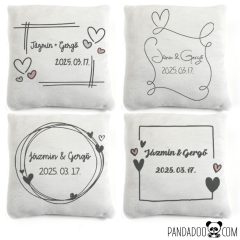 Esküvői ajándék párna - keret, nevekkel, dátummal