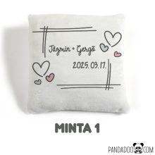 Esküvői ajándék párna - keret, nevekkel, dátummal