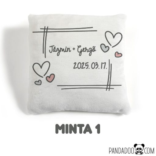 Esküvői ajándék párna - keret, nevekkel, dátummal