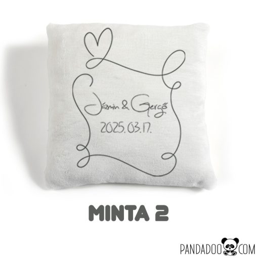 Esküvői ajándék párna - keret, nevekkel, dátummal