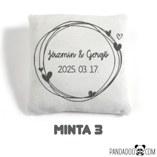 Esküvői ajándék párna - keret, nevekkel, dátummal