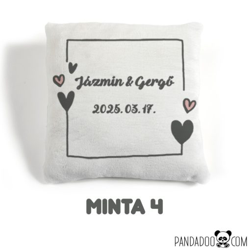 Esküvői ajándék párna - keret, nevekkel, dátummal