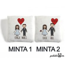 Esküvői ajándék párna több mintával, nevekkel