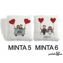 Esküvői ajándék párna több mintával, nevekkel