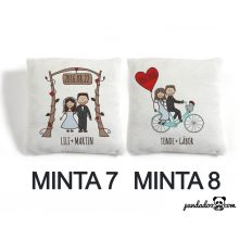 Esküvői ajándék párna több mintával, nevekkel