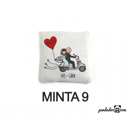 Esküvői ajándék párna több mintával, nevekkel