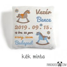 Hintalovacskás párna születési adatokkal (több színben)