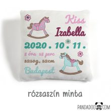 Hintalovacskás párna születési adatokkal (több színben)