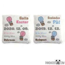 Hőllégballonos párna születési adatokkal, több színben
