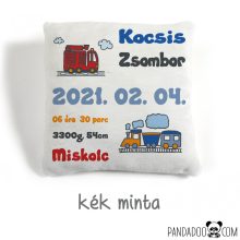 Járművek - párna névvel és születési adatokkal