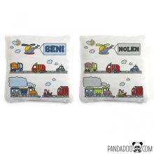 Járműves párna névvel, több színben