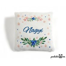 Kékvirágos párna névvel