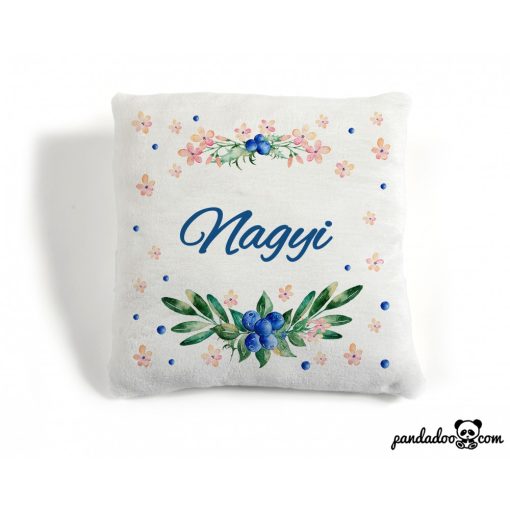 Kékvirágos párna névvel