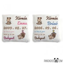 Kutyacsalád párna születési adatokkal több színben