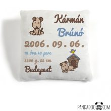 Kutyacsalád párna születési adatokkal több színben