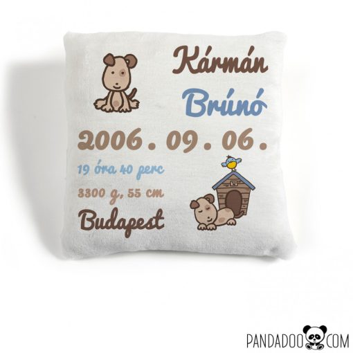 Kutyacsalád párna születési adatokkal több színben