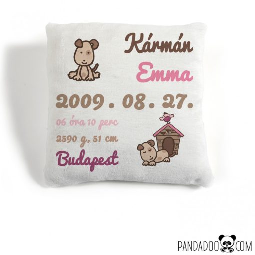 Kutyacsalád párna születési adatokkal több színben