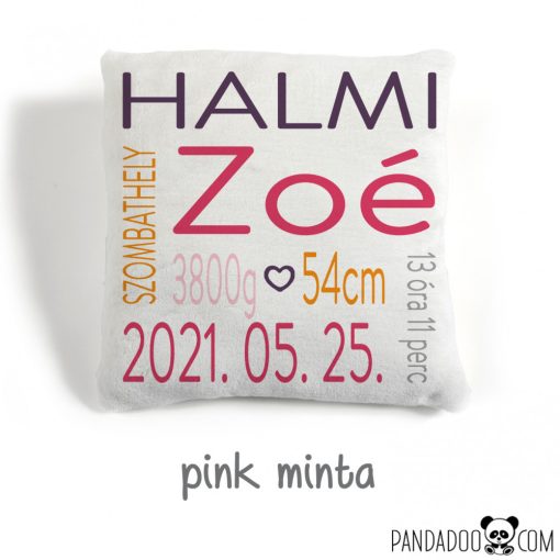 Nevezz el! párna születési adatokkal, több színben