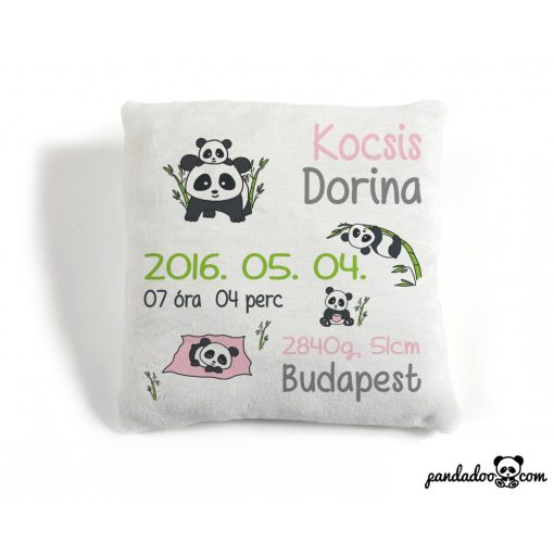 Pandás - névre szóló párna születési adatokkal több színben