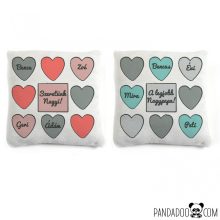 Szíves párna nevekkel